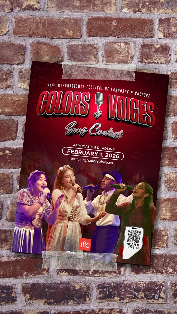 intFLC's tweet photo. Your voice has a story. Your culture has a color. 
Join COLORS OF VOICES, the international singing contest for ages 12–16.

Apply by Feb 1, 2026 and share your sound with the world!

https://t.co/I7yRbx09NI #colorsofvoices https://t.co/dZxH710nYS