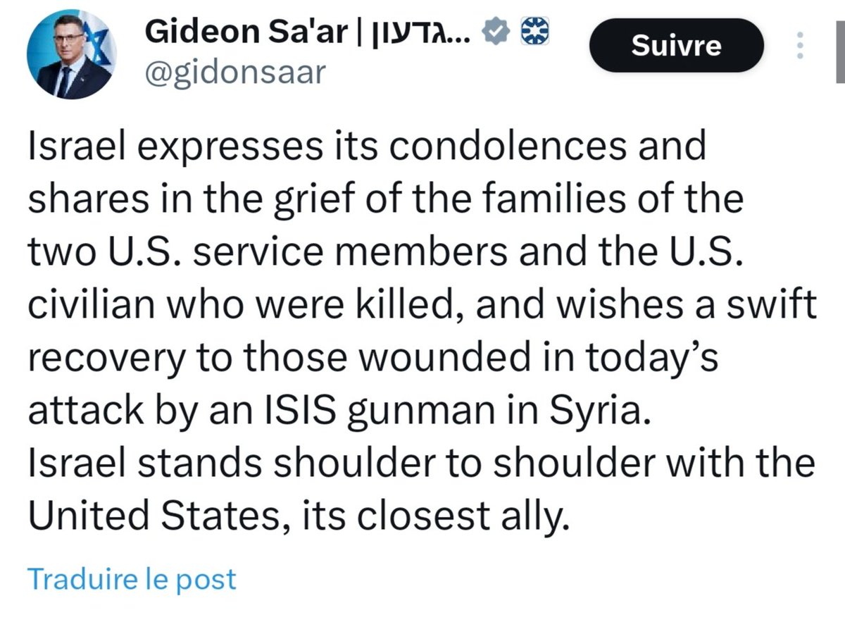 İsrail Dışişleri Bakanı'nın bu paylaşımının satır aralarını doğru okursanız Suriye'de yaşanan saldırının arkasında İsrail'in olduğunu hemen anlarsınız. Güya ABD'ye taziye mesajı yazan Saar'ın şu ifadesi dikkat çekici: "İsrail, en yakın müttefiki olan ABD  ile omuz omuza