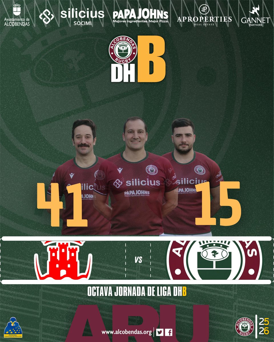 Octava jornada de DHB: derrota clara de nuestro Silicius Alcobendas Rugby B ante un <a href="/clubrugbyalcala/">Club Rugby Alcalá</a> muy sólido (41–15). Toca resetear, seguir trabajando y llegar mejor a la próxima. Cabeza alta, granates. 🔴💪 #SiempreGranates #ARUB