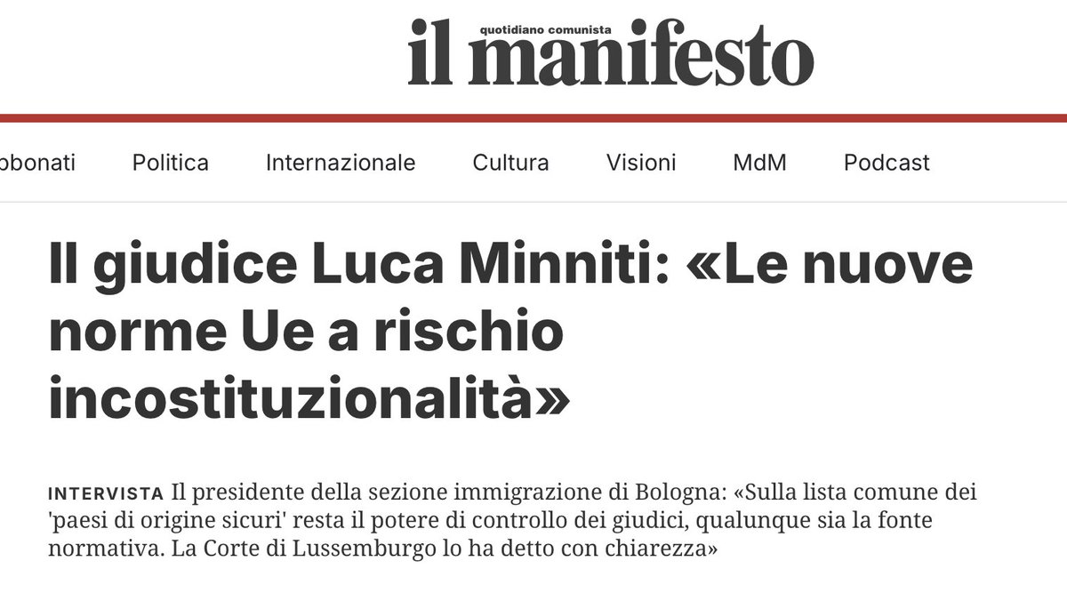 vitalbaa's tweet image. A conferma di ciò che scrivo da giorni (e che ho spiegato qui editorialedomani.it/idee/commenti/…): la lista dei Paesi sicuri redatta dall'Ue non è blindata. I giudici potranno sempre sindacare la sicurezza di un Paese, come ha confermato la Corte di Giustizia dell'Unione europea con la…