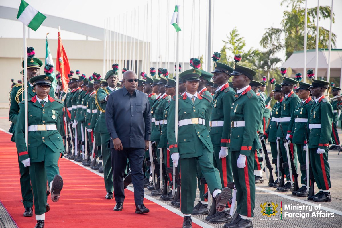 S_OkudzetoAblak's tweet photo. President Mahama has arrived in Abuja for ECOWAS Heads of State and Government Summit, and a day after the Council of Ministers unanimously endorsed him as sole candidate for the African Union in 2027. https://t.co/KUWOZ7kHZe
