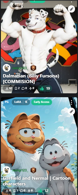 vadigr123's tweet photo. LoRAs Update and New LoRAs: -> https://t.co/mX1rYtEagX <-  #civitai, #tensor, #seaaart, #ai, #lora, #noobai, #il, #furry, #dragon, #dalmatian, #Minecraft, #garfield https://t.co/e6lqlDyXNu