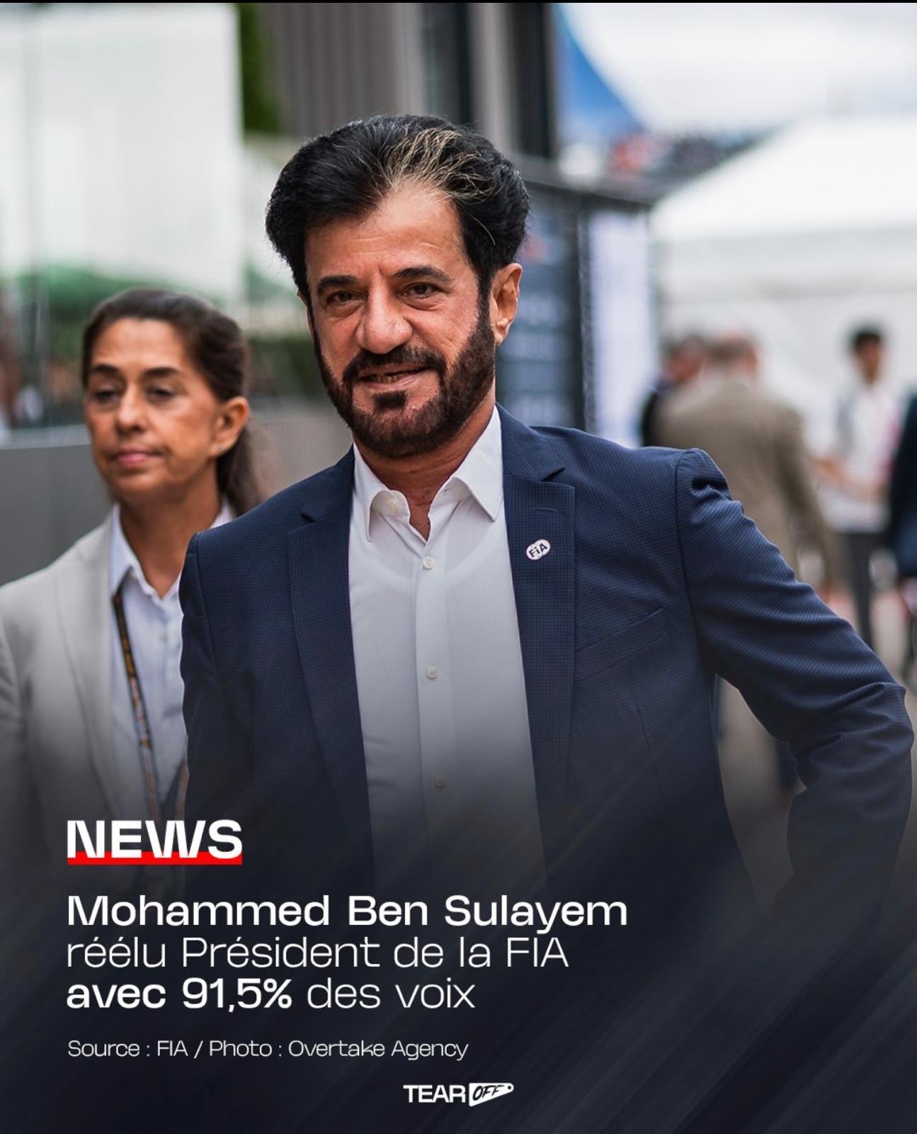 سيف بن زايد: مبروك للأخ محمد بن سُلَيِّم تجديد الثقة لولايةٍ ثانية رئيساً للاتحاد الدولي للسيارات (FIA)، في تأكيد جديد على أن الكفاءة الإماراتية قادرة على القيادة عالمياً 