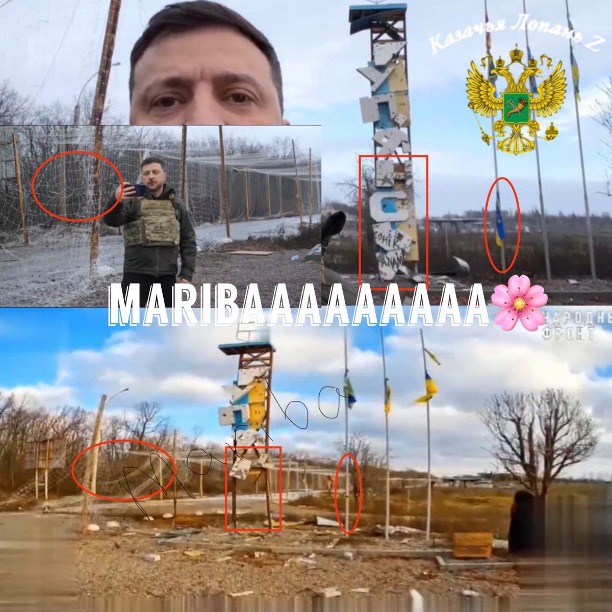 Kupjansk, baby. Of nee… Kupjansk.. Studio Editie.
Want blijkbaar was de echte stad te rommelig voor meneer Groene T-shirt.

Russische drone operators gooien even rauwe beelden online.. FPV drone bij de toegangspoort op Kharkovskaya Street. Exact die straat waar Zelenski
