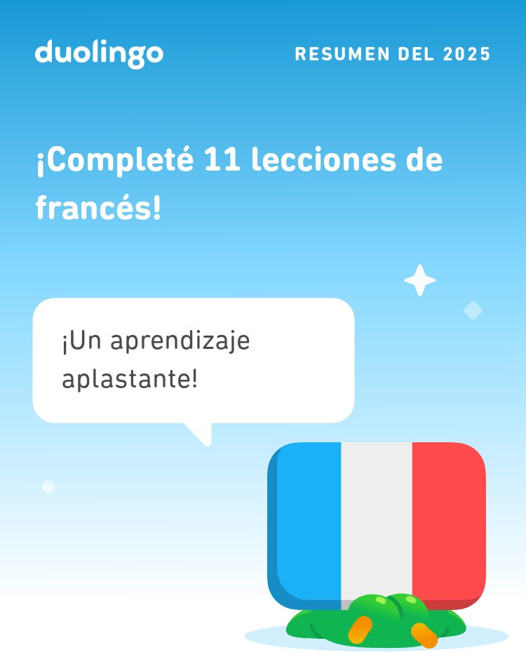 ¡Miren cuánto aprendí en Duolingo este 2025! ¿Qué tal ustedes? #Duolingo365