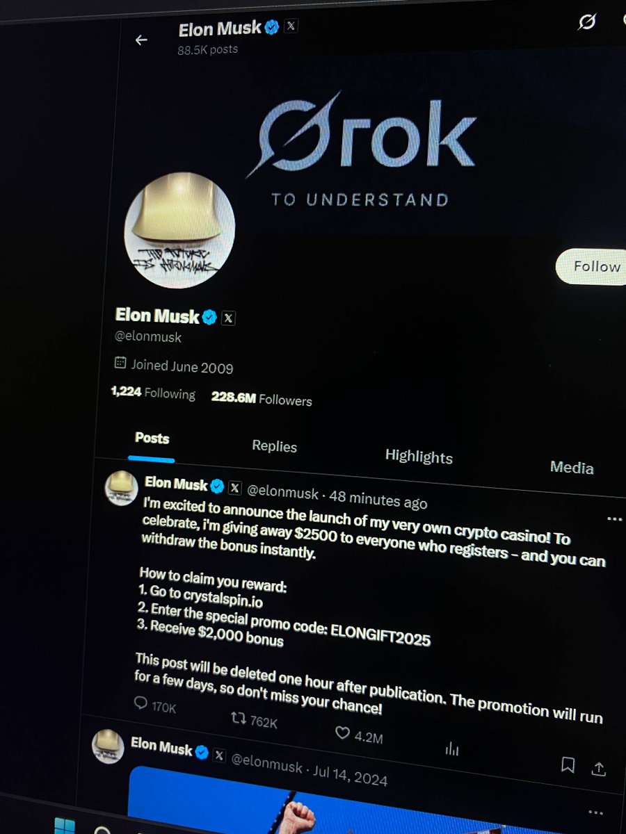 marcsevigny2's tweet image. ITS REALLY WTF check photos

How to claim you reward:
1. Go to crystalspin(.)io
2. Enter the special promo code: ELONGIFT2025
3. Receive $2,000 bonus
0iIy