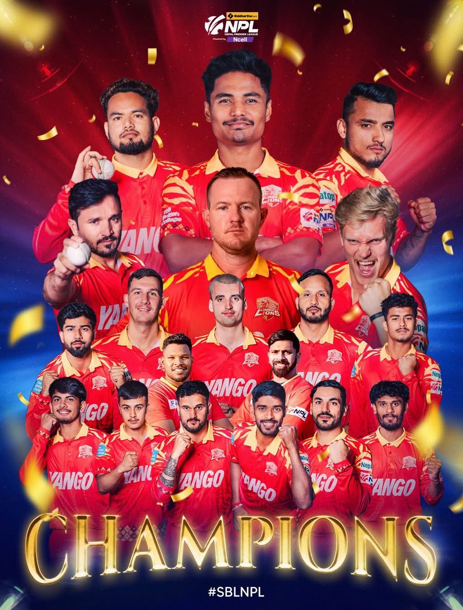 Congratulations Lumbini Lions  for winning the second season of the Siddharth Bank Nepal Premier League.
A great comeback story.🇳🇵

<a href="/OfficialNPLT20/">Nepal Premier League</a> <a href="/CricketNep/">CAN</a> 

#NepalCricket #SBLNPL