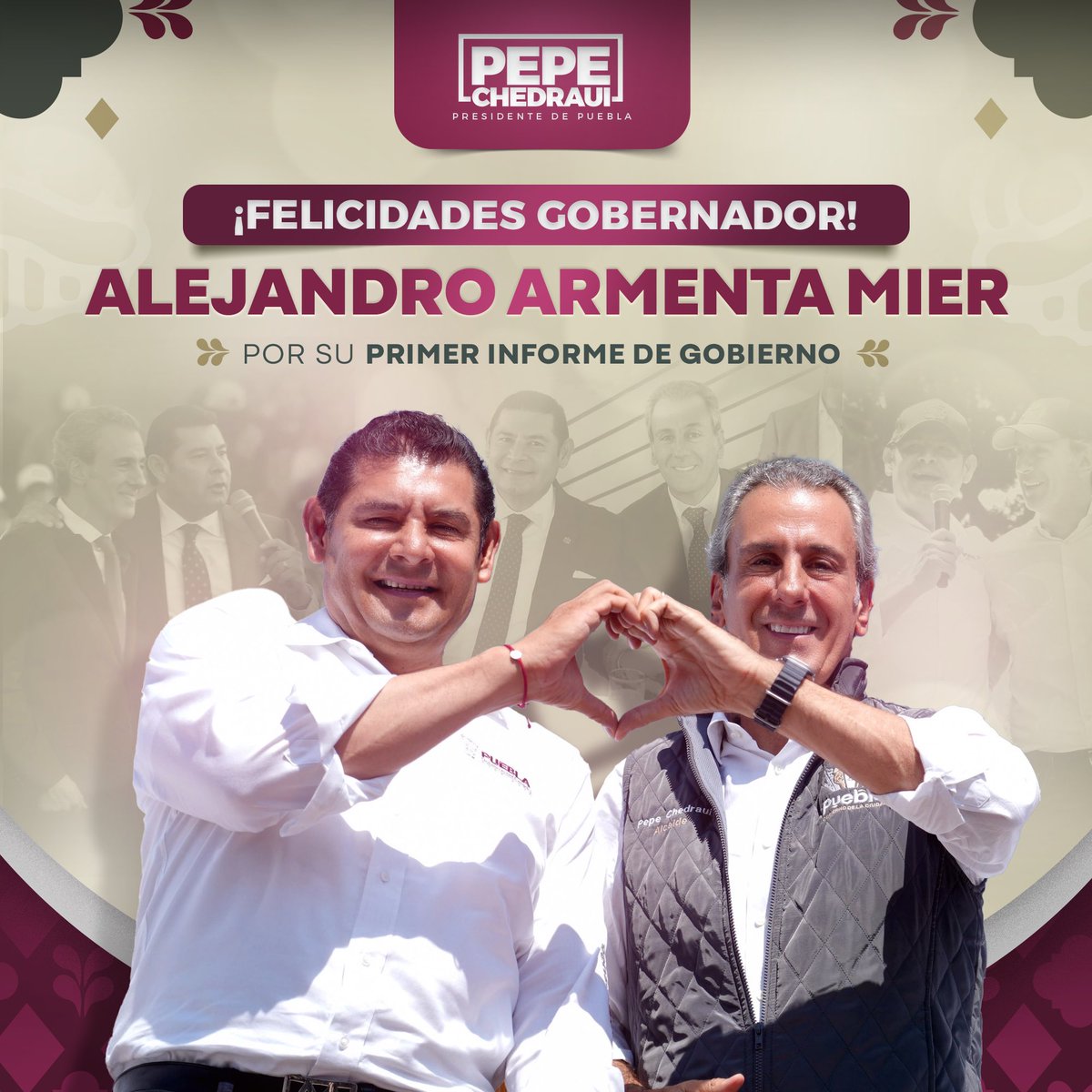 Quiero reconocer al Gobernador <a href="/armentapuebla_/">Alejandro Armenta</a> por este primer informe; su visión y constancia, que impulsan el desarrollo de nuestro estado, se ven reflejados en este ejercicio de claridad y transparencia. 

El trabajo diario de su administración se nota en cada proyecto a favor