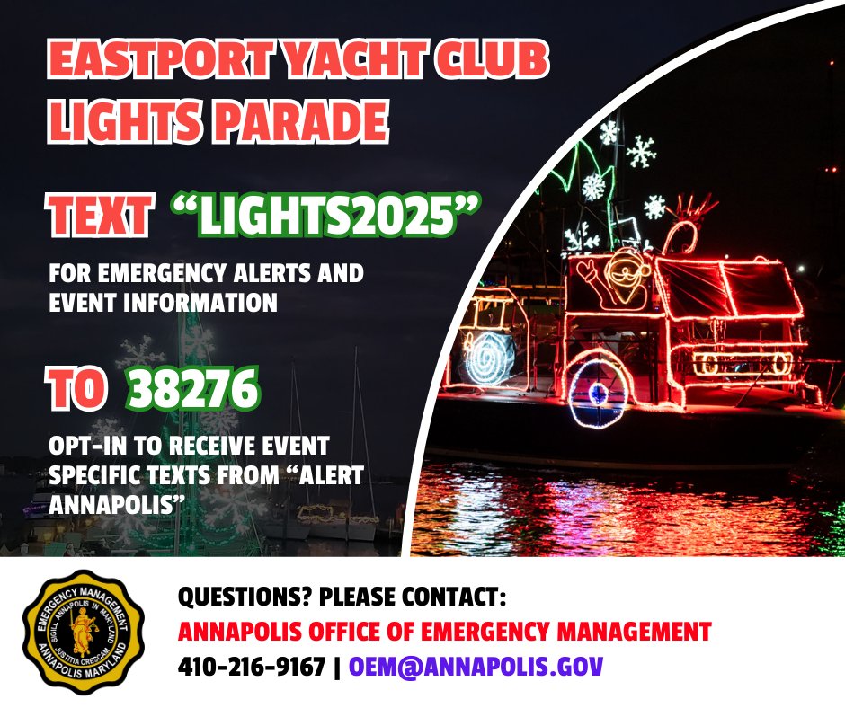 EYC Lights Parade is tonight at 6:00 PM. The Eastport/Spa Creek