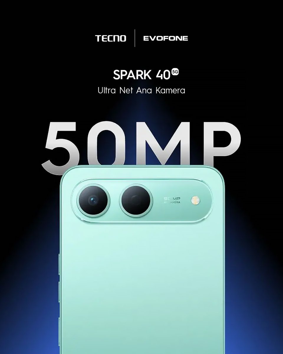 EvofoneBT's tweet image. 📸 Anı yakala, netliği hisset!
TECNO Spark 40 5G ile her kare profesyonel netlikte.

✨ 50 MP Ultra Net Ana Kamera
Arka ışıkta, gece çekimlerinde ve zorlu ışık koşullarında bile daha net görüntüler, daha doğru detaylar.

#TECNOSpark405G #50MPKamera #FlashSnap