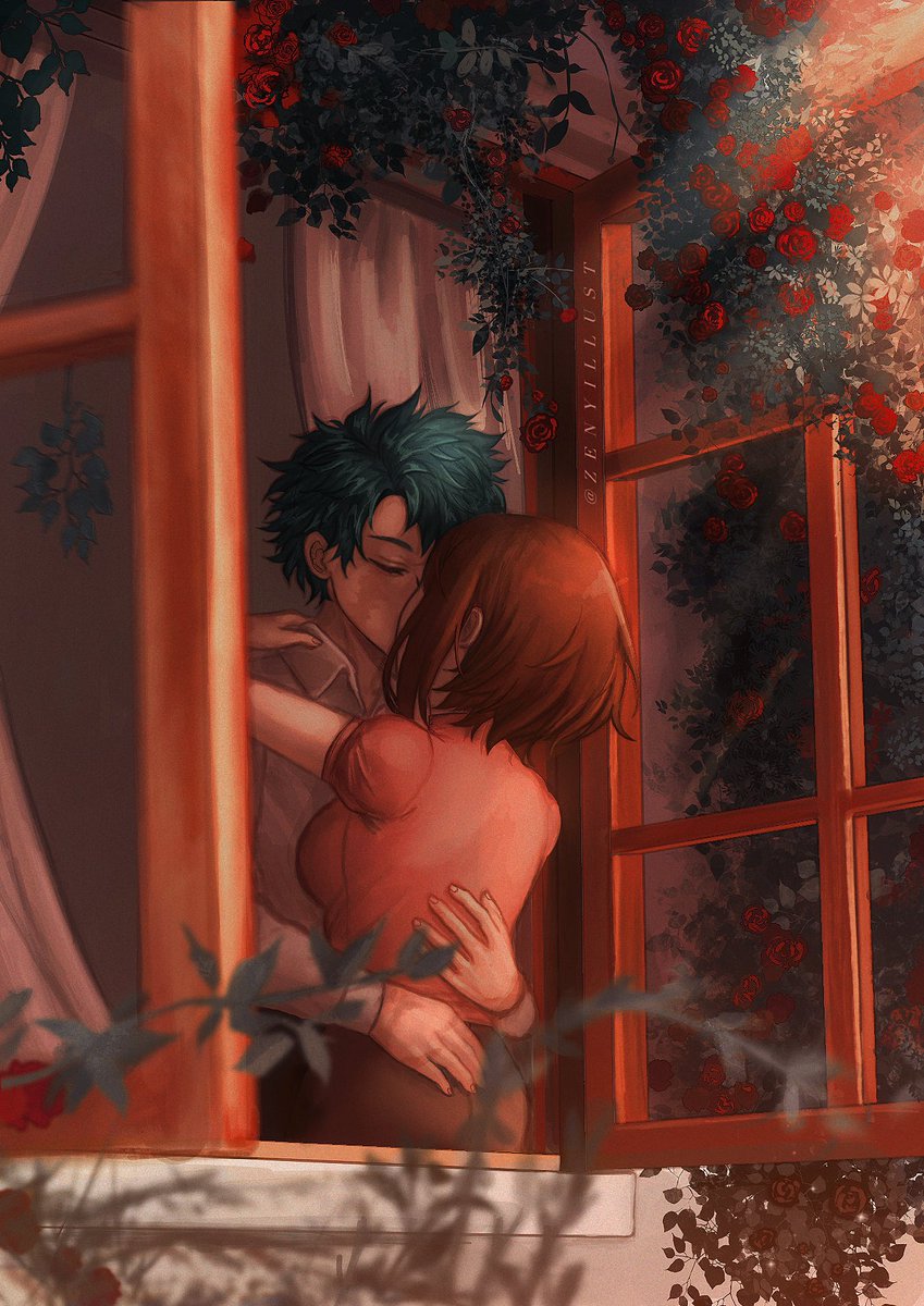 zenyillust's tweet image. “Surprise Kiss!”
 #出茶 #MHA #IzuOcha