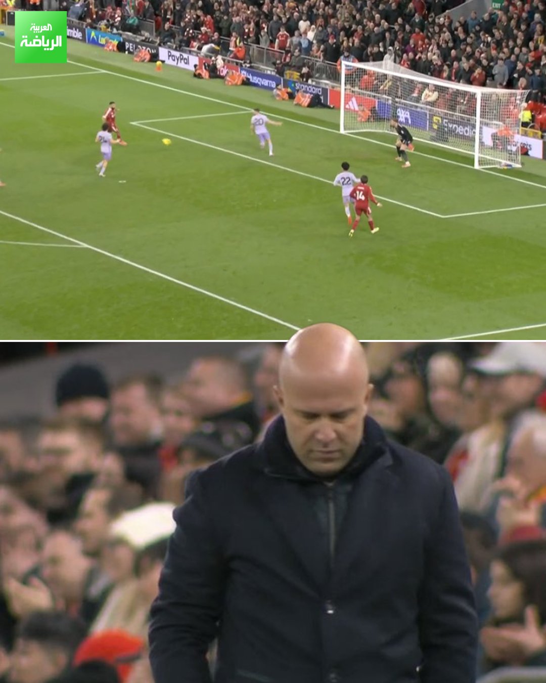 رد فعل آرني سلوت بعد فرصة صلاح المهدرة 