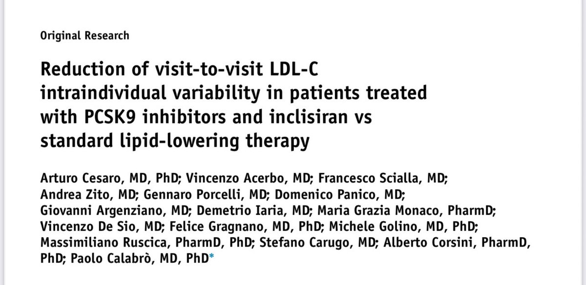 ESVM_'s tweet image. Reduction of visit-to-visit LDL-C
intraindividual variability in patients treated
with PCSK9 inhibitors and inclisiran vs
standard lipid-lowering therapy 
#VascularMedicine 
 doi.org/10.1016/j.jacl…