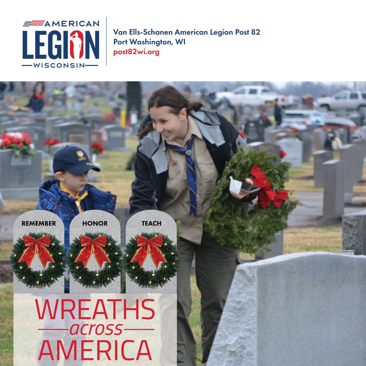 Post82WI's tweet photo. Remember the fallen. Honor those who serve. 
𝐓𝐞𝐚𝐜𝐡 𝐭𝐡𝐞 𝐧𝐞𝐱𝐭 𝐠𝐞𝐧𝐞𝐫𝐚𝐭𝐢𝐨𝐧 𝐭𝐡𝐞 𝐯𝐚𝐥𝐮𝐞 𝐨𝐟 𝐅𝐑𝐄𝐄𝐃𝐎𝐌. #WreathsAcrossAmerica #FreedomIsNotFree #RememberHonorTeach https://t.co/WL2clX0Pvd