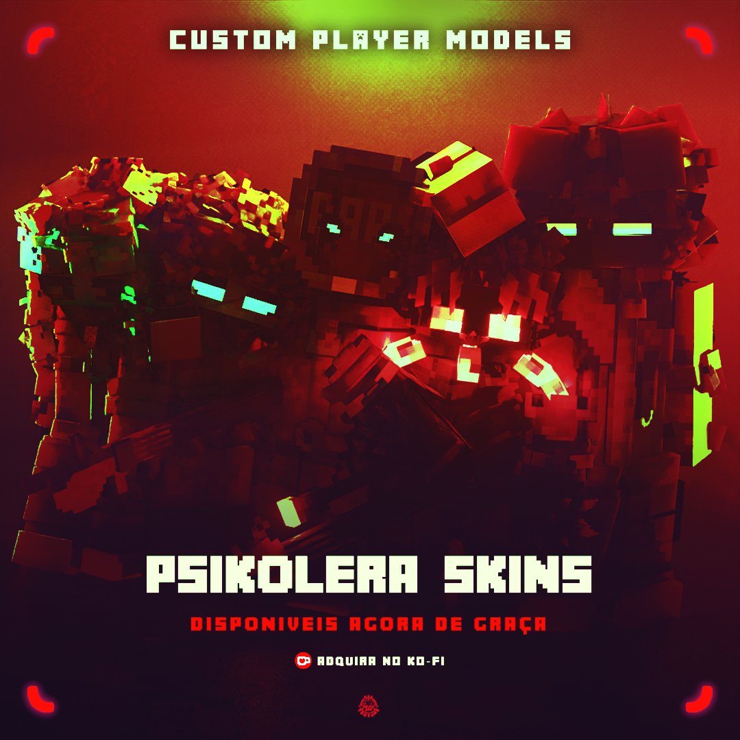 🟣 "TEM ALGO ENORME POR VIR"

PACK PSIKOLERA SKINS

SÃO GRATIS!! única coisa que você precisa é do mod Custom Player Models e mine java, é isso!! >:D

se quiser retribuir de alguma forma, só me seguindo já ajuda muito ❤️+ 🔁 + 👥

ko-fi.com/s/a8dc8c2bf1 | #hexatombe #PSIKOLERA