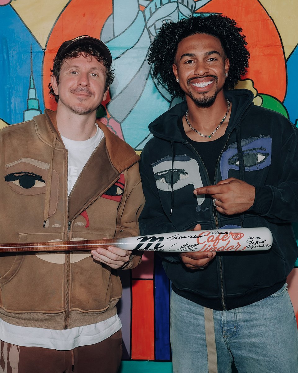 Repost and reply for a chance to with this Café con Lindor baseball bat signed by Francisco Lindor and KidSuper 🤩