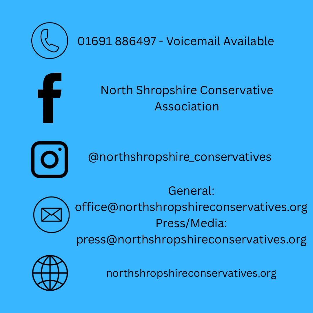 NorthShropCons's tweet photo. We’re now on Instagram and Facebook

📩 General enquiries &amp; membership:
office@northshropshireconservatives.org

📰 Press &amp; media:
press@northshropshireconservatives.org https://t.co/rAM1ZuASot
