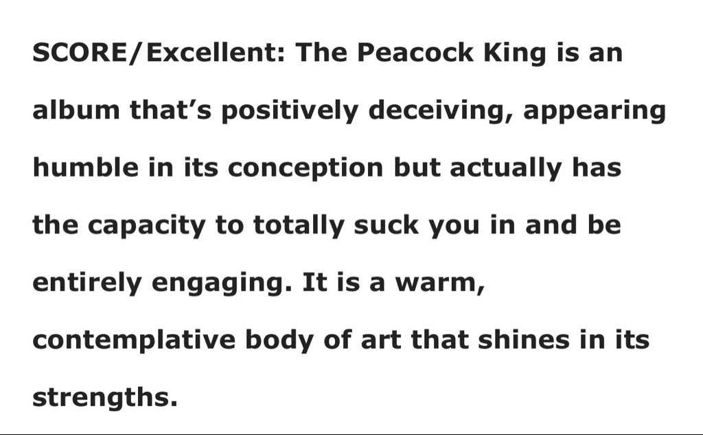 Cheers to <a href="/musicreviewwrld/">Music Review World</a> for giving my latest LP ‘The Peacock King’ a spin and review of the record. Hit up the link below ⬇️ to read the review and listen to the album 🦚👑✌🏻#newmusic #albumreview #LP4 #newalbum 

musicreviewworld.com/bobby-treacles…