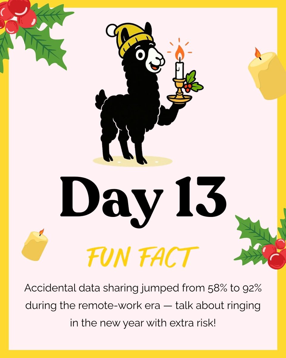 Easy_Llama's tweet photo. Since 2020, concerns around accidental data sharing have skyrocketed from 58% to 92%.

When employees are working from home, sensitive information can slip through the cracks faster than Santa devours a plate of cookies.

That’s why ongoing cybersecurity training is critical. https://t.co/Iuroki1ilR