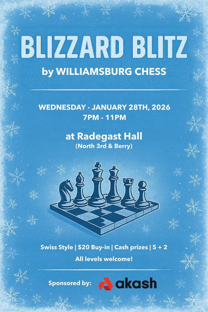 AI x Speed Chess is coming to Williamsburg on Jan 28th

<a href="/akashnet/">Akash Network</a>  is proud to partner with Williamsburg Chess to bring AI founders &amp; chess enthusiasts together for a night of networking and competition in NYC!