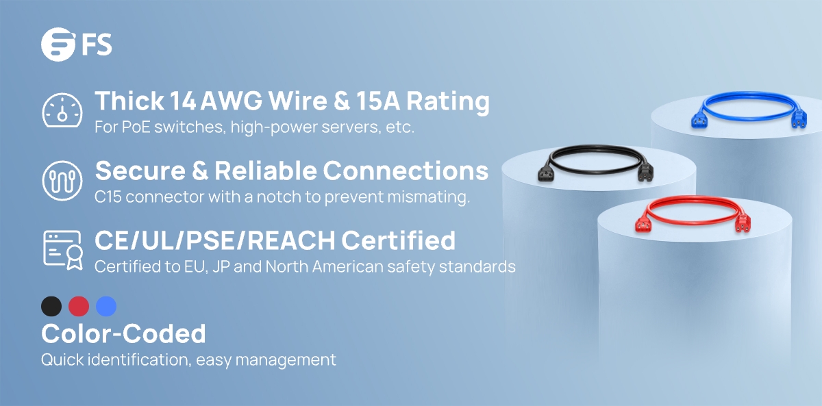 FScom_inc's tweet image. FS IEC #C14toC15 power cords, rated for 15 amps at 250 volts, ideal for high-power setups. Whether you're building a #DataCenter, managing server racks, or replacing old power cords, a secure connection is essential.
Explore more：fs.com/c/power-cords-…
#PowerCable #FSSolution