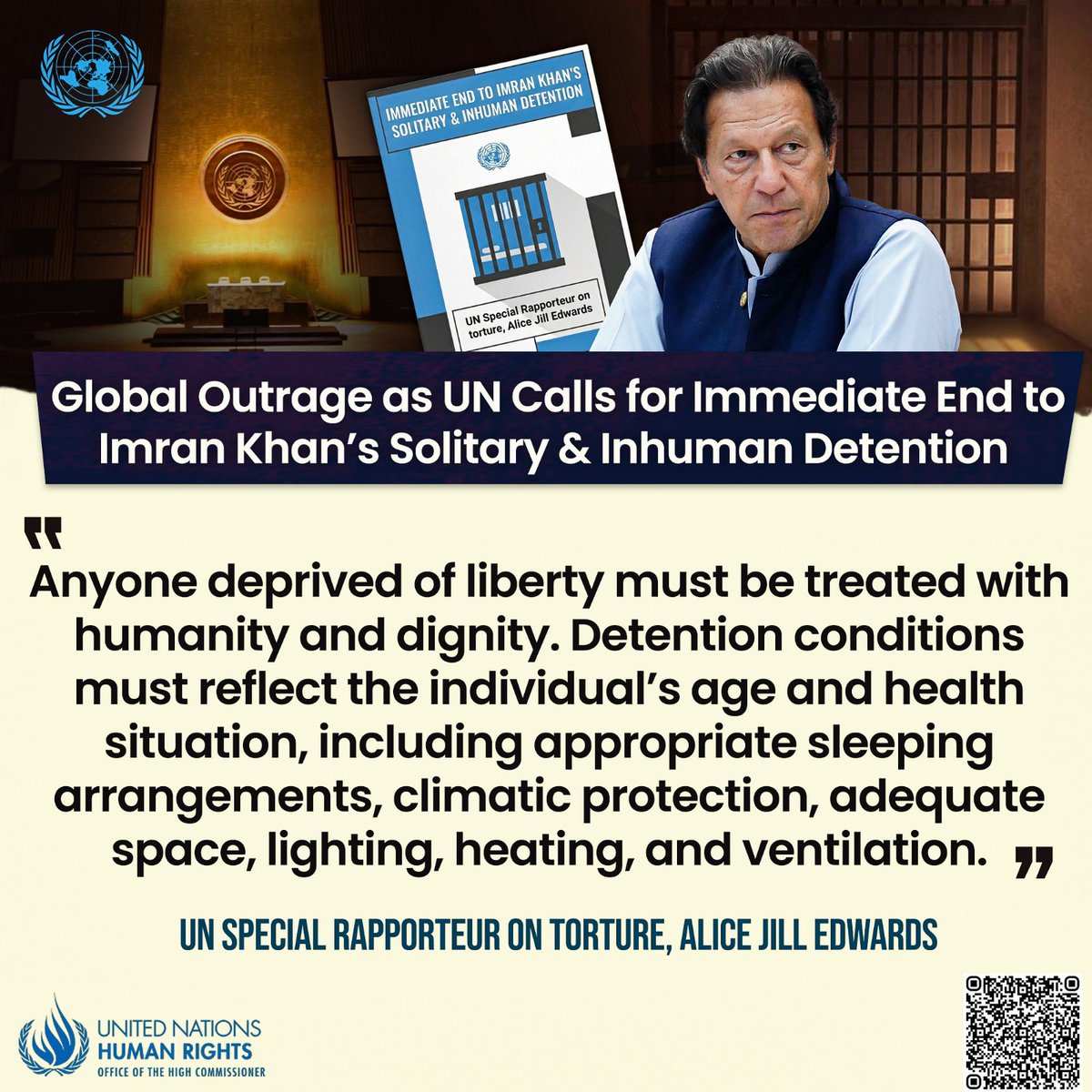 “…𝐈𝐦𝐫𝐚𝐧 𝐊𝐡𝐚𝐧 𝐡𝐚𝐬 𝐫𝐞𝐩𝐨𝐫𝐭𝐞𝐝𝐥𝐲 𝐛𝐞𝐞𝐧 𝐡𝐞𝐥𝐝 𝐟𝐨𝐫 𝐞𝐱𝐜𝐞𝐬𝐬𝐢𝐯𝐞 𝐩𝐞𝐫𝐢𝐨𝐝𝐬 𝐢𝐧 𝐬𝐨𝐥𝐢𝐭𝐚𝐫𝐲 𝐜𝐨𝐧𝐟𝐢𝐧𝐞𝐦𝐞𝐧𝐭, 𝐜𝐨𝐧𝐟𝐢𝐧𝐞𝐝 𝐟𝐨𝐫 𝟐𝟑 𝐡𝐨𝐮𝐫𝐬 𝐚 𝐝𝐚𝐲 𝐢𝐧 𝐡𝐢𝐬 𝐜𝐞𝐥𝐥… 𝐊𝐡𝐚𝐧 𝐢𝐬 𝐧𝐨𝐭 𝐩𝐞𝐫𝐦𝐢𝐭𝐭𝐞𝐝