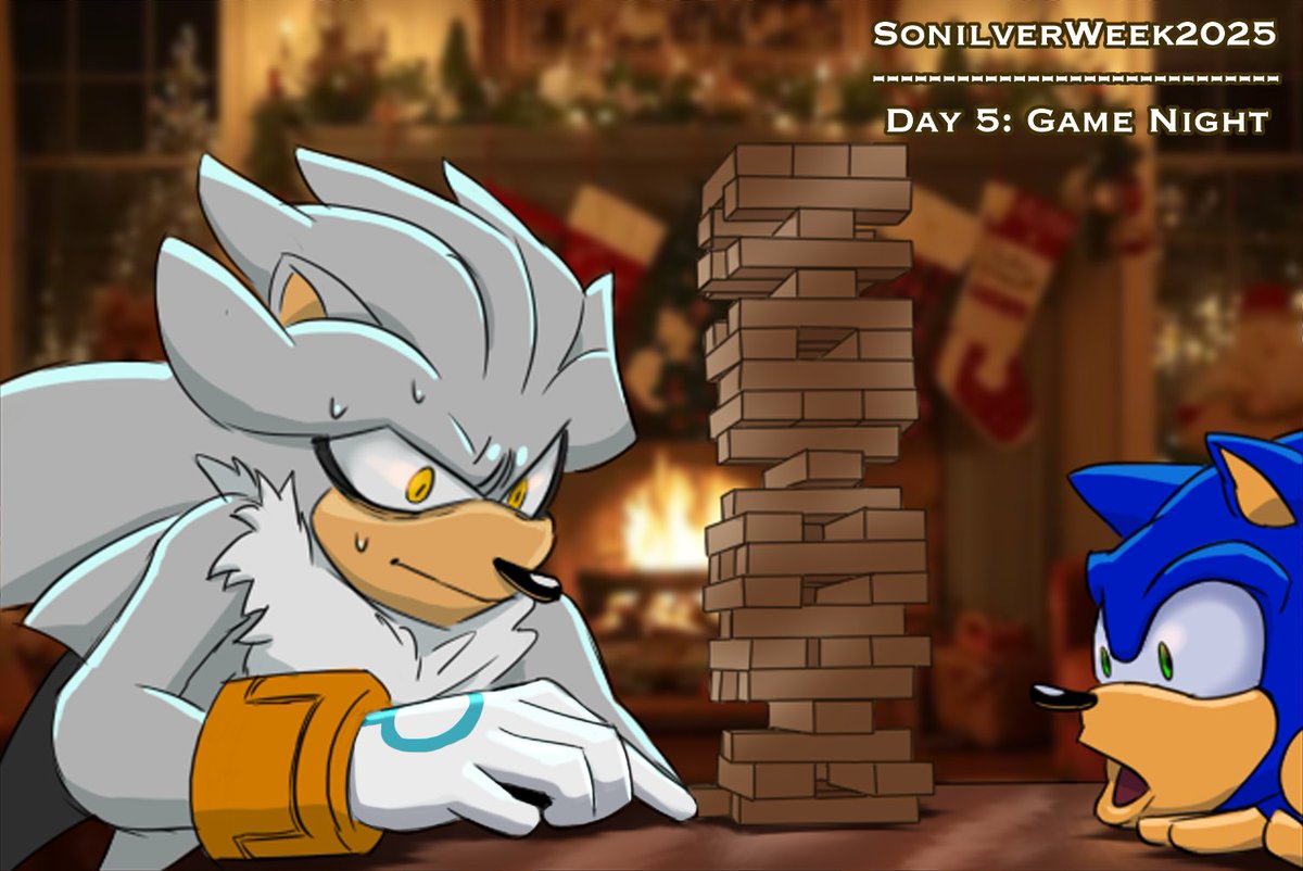 Cramera10's tweet image. Doing sonilver week with my babe♡
@ananasignatov 
------------------
Day 5: Game Night 💙🤍