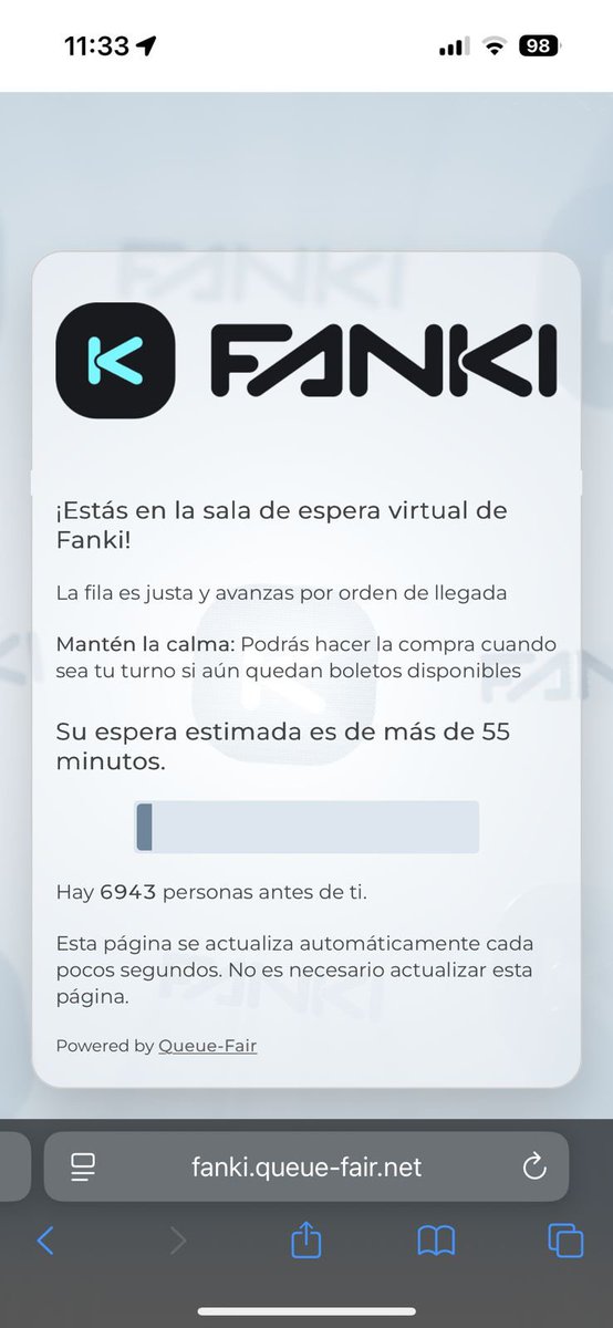 Juli18TG's tweet photo. @Profeco como es posible que desde las 9 am que se abrió la fila virtual dice que más de 55 minutos de espera, no se disminuyen, y estoy segura que al llegar al 1 ya me dirá qué venta agotada @Fankisports no pudiste hacer este evento bien, eres un fiaskoooo https://t.co/B6IfBD80nJ
