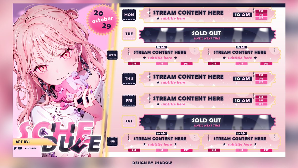 Artists show your most popular work.

definitely this schedule