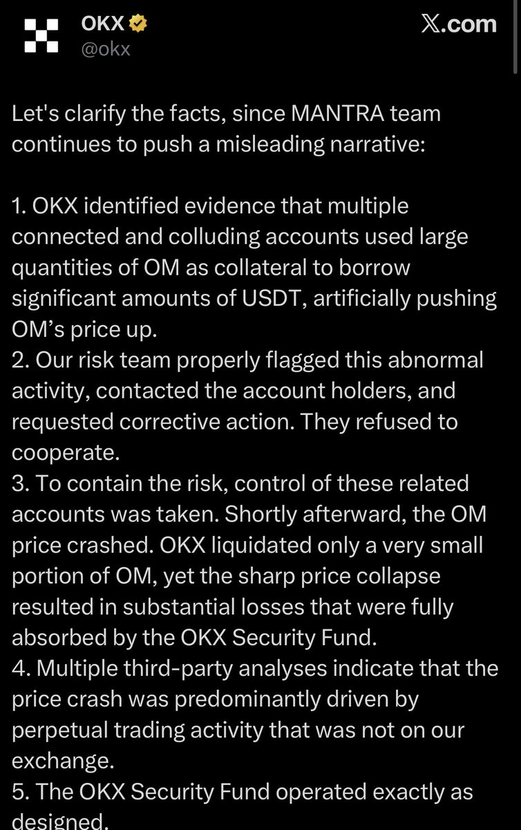 oddsbits's tweet image. In regards to the JP Mantra vs OKX matter, why does JP wants to know how many OM tokens OKX has so bad? Is that his, vc’s or mm’s tokens that got frozen and he is desperate for them to be released?