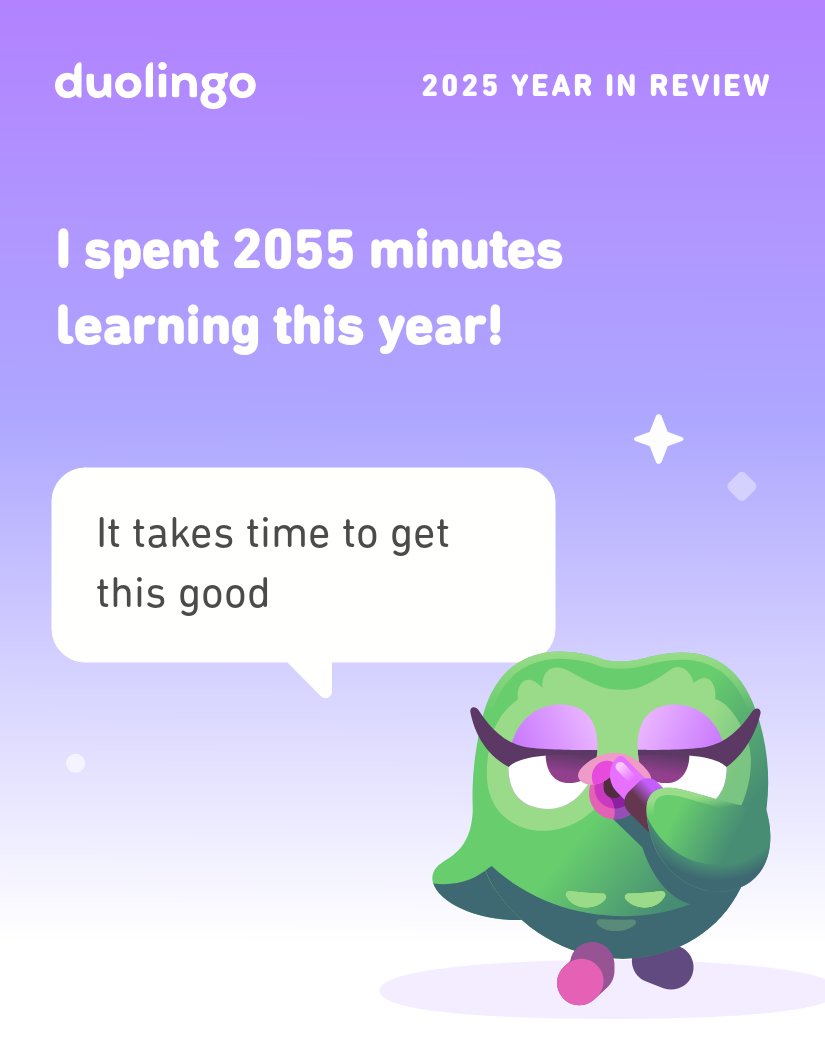 OAwowole's tweet photo. Look how much I learned on Duolingo in 2025! How did you do? #Duolingo365 https://t.co/IKfO6NMlxl