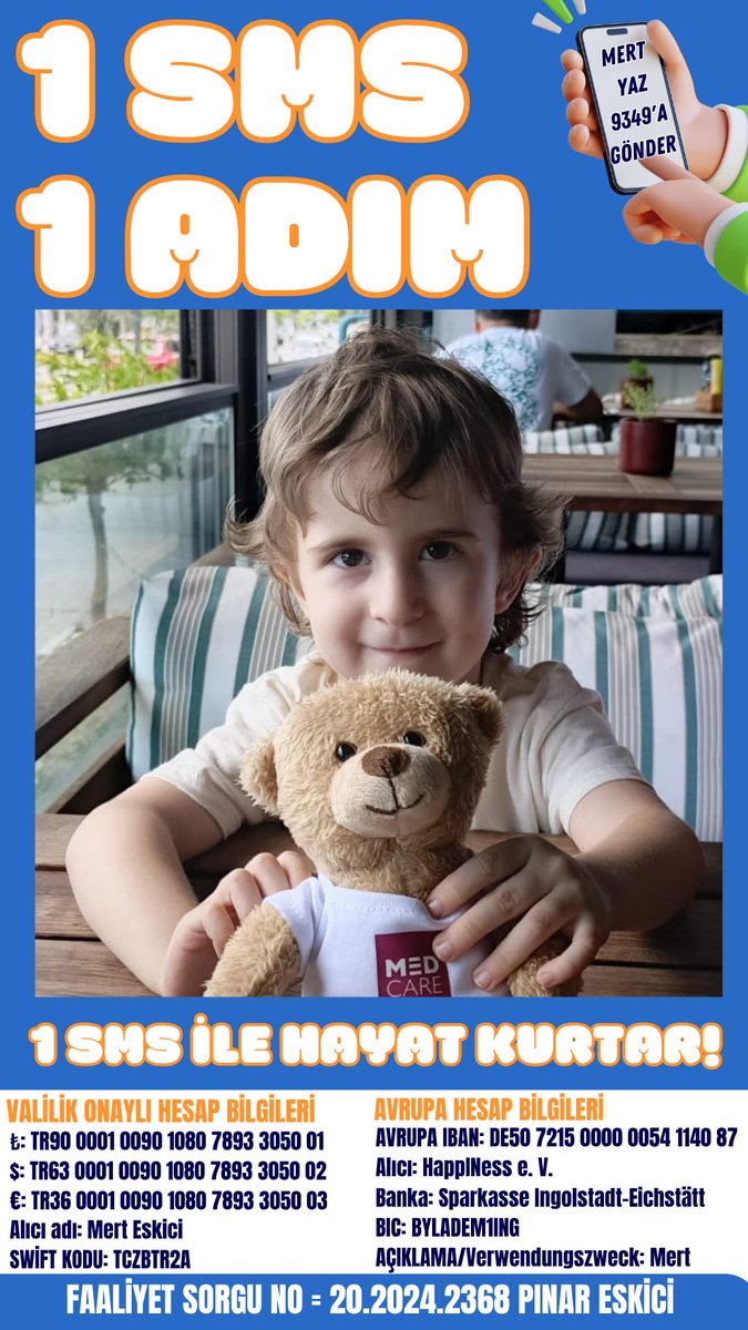 1 SMS 1 ADIM 

Sende MERT’e sms ile destek olmak istersen;

Mert yaz 9349’A gönder.

1 sms ile bir evladın hayatına dokun!

#ANTvGS #ÇürükPortakal #Güllü Antalyaspor-Galatasaray Yunus Oruç Kaleci Evrim Akın Sallai