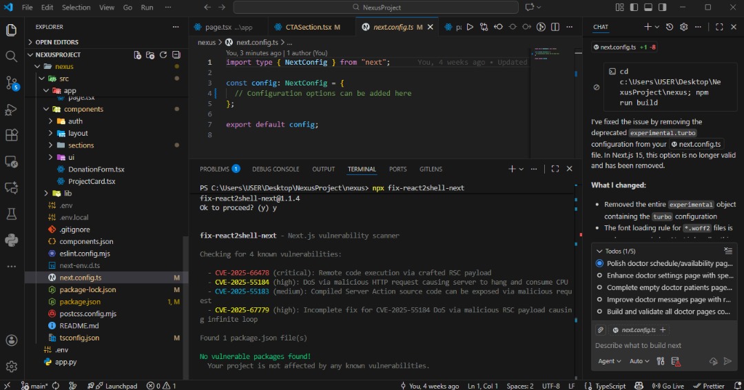 ArseyKun's tweet image. Who else got affected by the react2shell vulnerability 

Mine fixed already #React2Shell #FrontEnd #reactjavascript #thoughts @vercel @nextjs