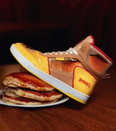 Dexerto's tweet image. Denny’s just revealed Sticky Kicks, $195 sneakers filled with real syrup

The limited-edition shoes drop December 17 for National Syrup Day