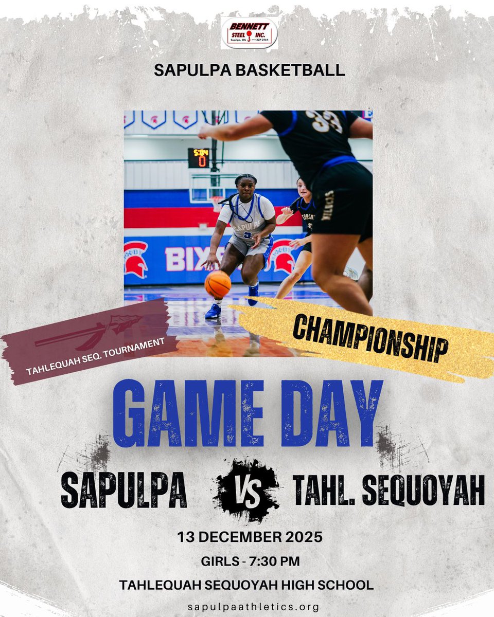ChieftainAth's tweet photo. CHIEFTAIN NATION‼️

🏀 GAME DAY‼️ CHAMPIONSHIP‼️

Tahl. Sequoyah Tournament 🏆

🆚 Alma HS ⏰ (B) 5:30pm 

🆚 Tahl. Sequoyah ⏰ (G) 7:00pm

📍17091 S. Muskogee Ave | Tahlequah, OK

🎒clear bag policy

#ONAMISSION | #chieftainstrong https://t.co/otiZCgReJz