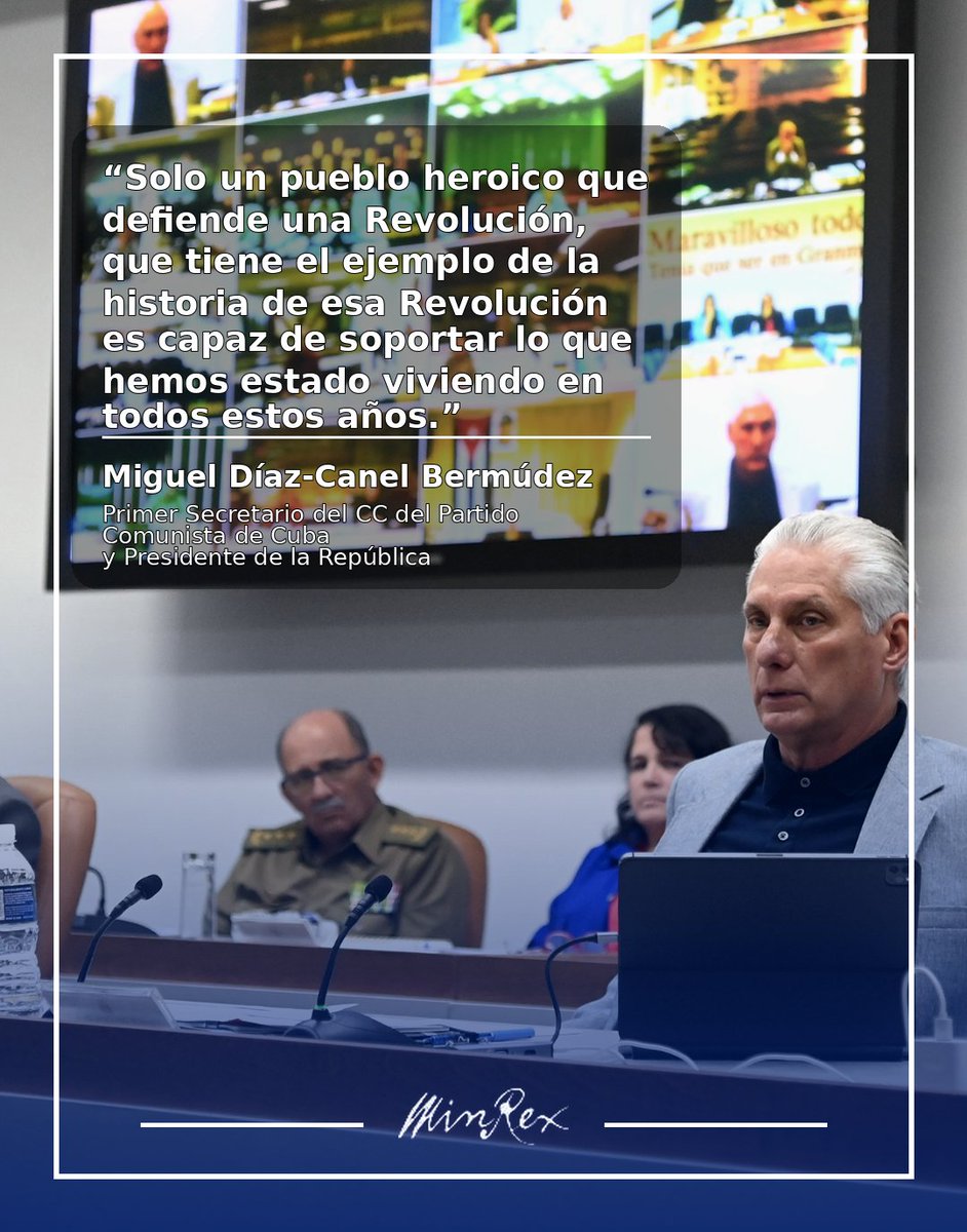 🎙️Presidente 🇨🇺 <a href="/DiazCanelB/">Miguel Díaz-Canel Bermúdez</a> en el #XIPlenoCC: 

"La cantidad de presiones y de situaciones en las que nos pone el bloqueo recrudecido y la intoxicación mediática, es altísima."