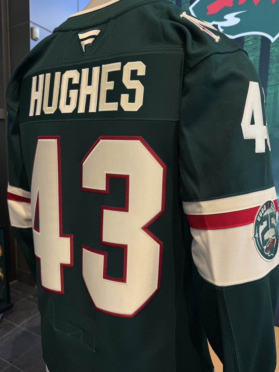 mnwild's tweet image. fresh off the press 😮‍💨

pre-order your Hughes jersey TODAY at the Hockey Lodge