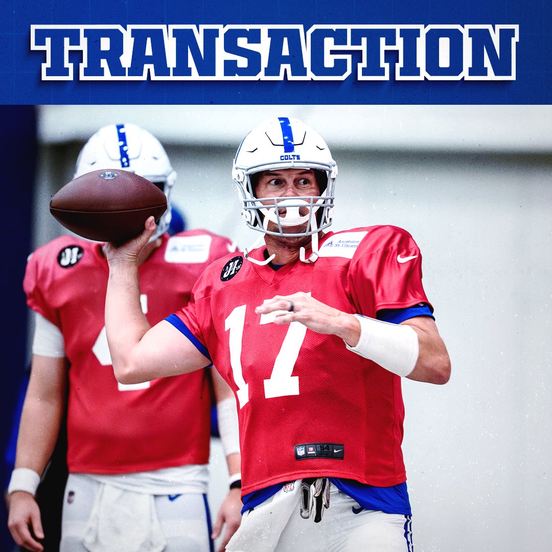 we are signing QB Philip Rivers to the 53-man roster, placing T Braden Smith on IR and elevating WR Coleman Owen and DT Chris Wormley from the practice squad to the 53-man roster.