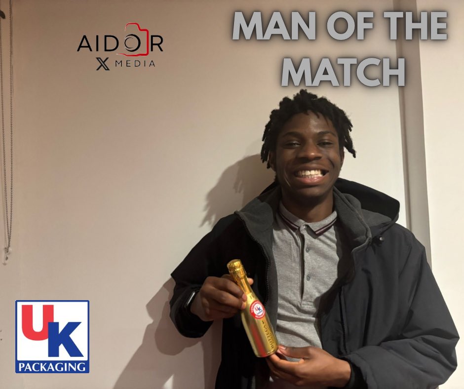 SawboTownFC's tweet photo. Your man of the match for today’s game 

Sponsored by @UKPackagingCoUK 

Hatrick hero Elijah Grant 🔴⚫️ https://t.co/stuBklV2Vk