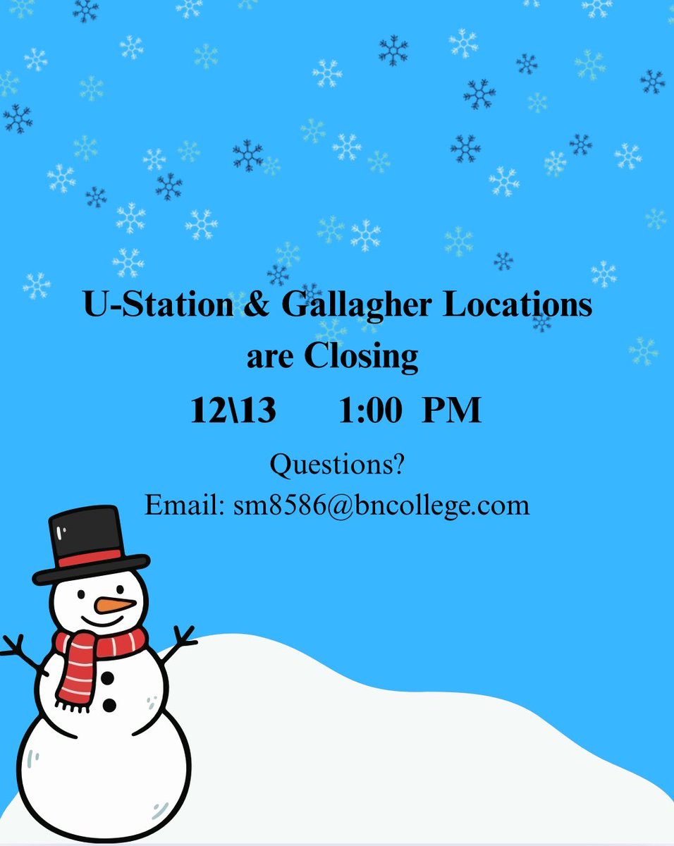 Due to inclement weather, all locations are now closed ❄️❄️❄️ Check back for updates for Sunday, 12/14