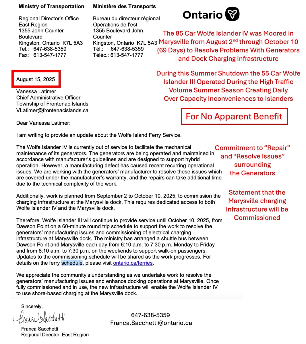 CaptainSisty's tweet photo. MTO Managers Suffer from the Three "i"s"
Incompetence / Indifference / Insanity
This Letter from August Illustrates;

They are Incompetent at Service Operation

Are Indifferent to the Inconveniences and Hazards Endured by Islanders

And Repeat the Same Errors Over and Over Again https://t.co/VL1x8WrtX1