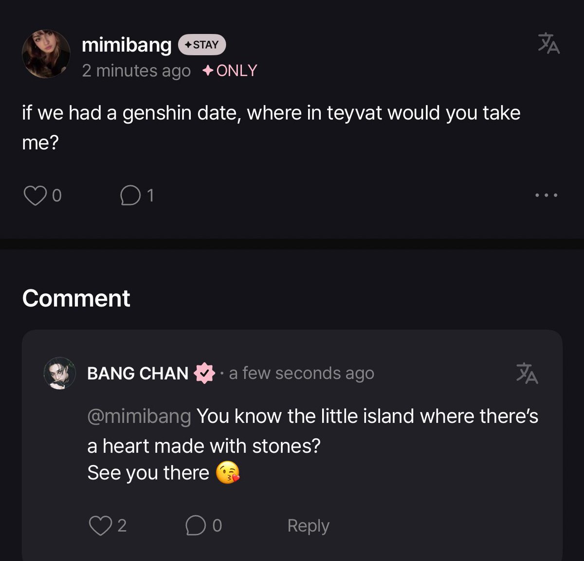 backsdoors's tweet image. CHAN JUST REPLIED TO ME…..