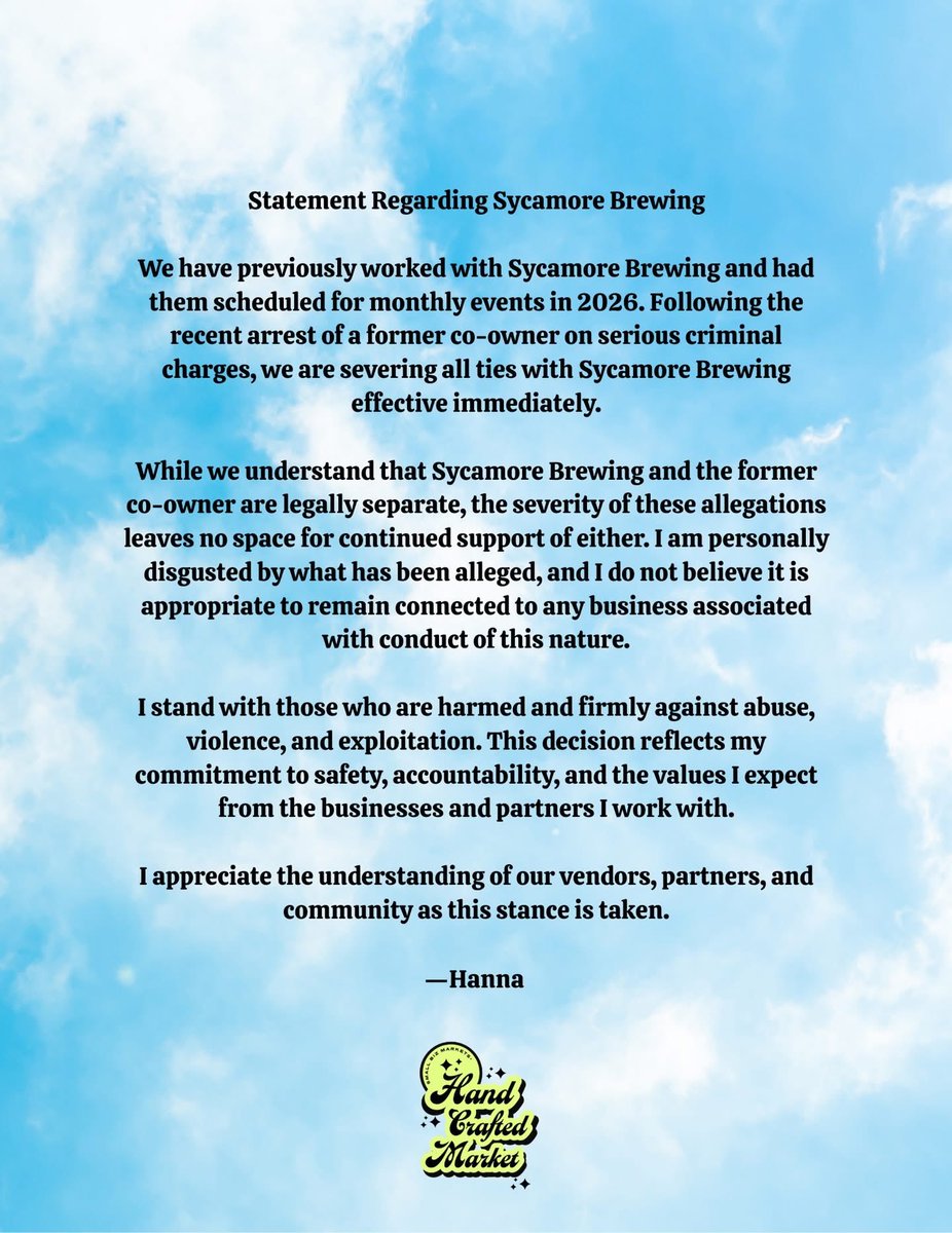 JayEllis49's tweet image. Bars are dropping Sycamore beer. Some are turning this into a positive by donating proceeds to abuse organizations. Personally I’ve been boycotting Sycamore for years because of all the shady shit they did including the NSFW Christmas Cookie beer cans. #cltbeer