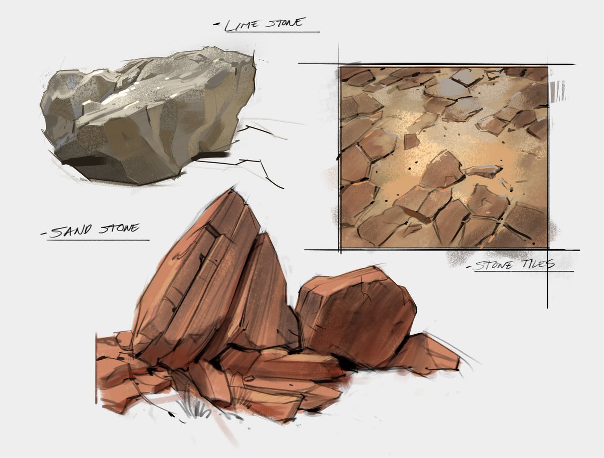 saqomolo's tweet image. Morning rock and texture sketches! #rocks #environmentart #textures #sandstone #limestone #boulder #gottogetbetter #stonetiles #goals #painting #landscape