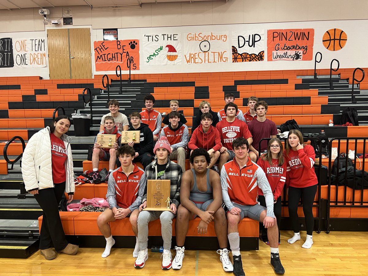 Team champs at Gibsonburg Duals (varsity event) with our JV wrestlers   Most outstanding wrestler lighter weights and upper weights. Ethan Jacobs and Kolt Lewis.