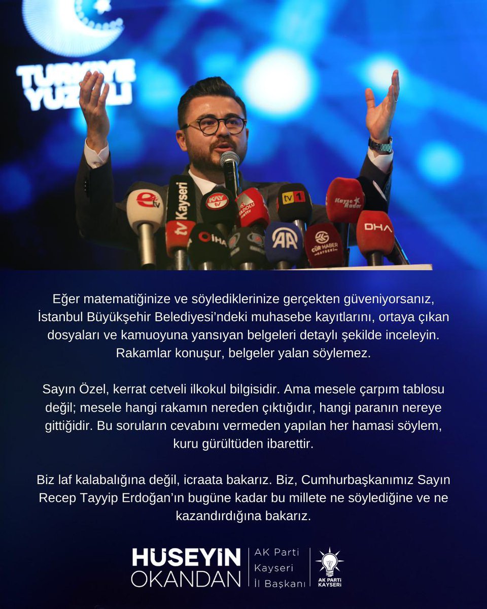 Biz laf kalabalığına değil, icraata bakarız. Biz, Cumhurbaşkanımız Sayın Recep Tayyip Erdoğan’ın bugüne kadar bu millete ne söylediğine ve ne kazandırdığına bakarız.

<a href="/RTErdogan/">Recep Tayyip Erdoğan</a> 
<a href="/Akparti/">AK Parti</a> 
<a href="/akpartikayseri/">AK Parti Kayseri</a>