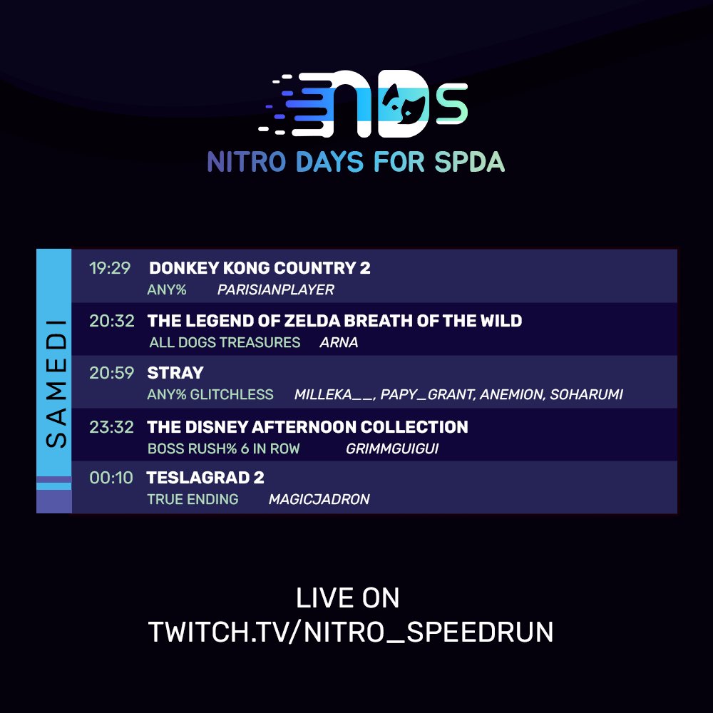 La dernière partie du bloc animaux, c'est maintenant ! ⏱️

Des singes, des chiens, des chats ou encore des souris, il y en a pour tous les goûts ! 
Ensuite nous entrerons dans la nuit avec une jolie run de Teslagrad 2

Rejoignez-nous ! ⬇️

🔗 en bio !