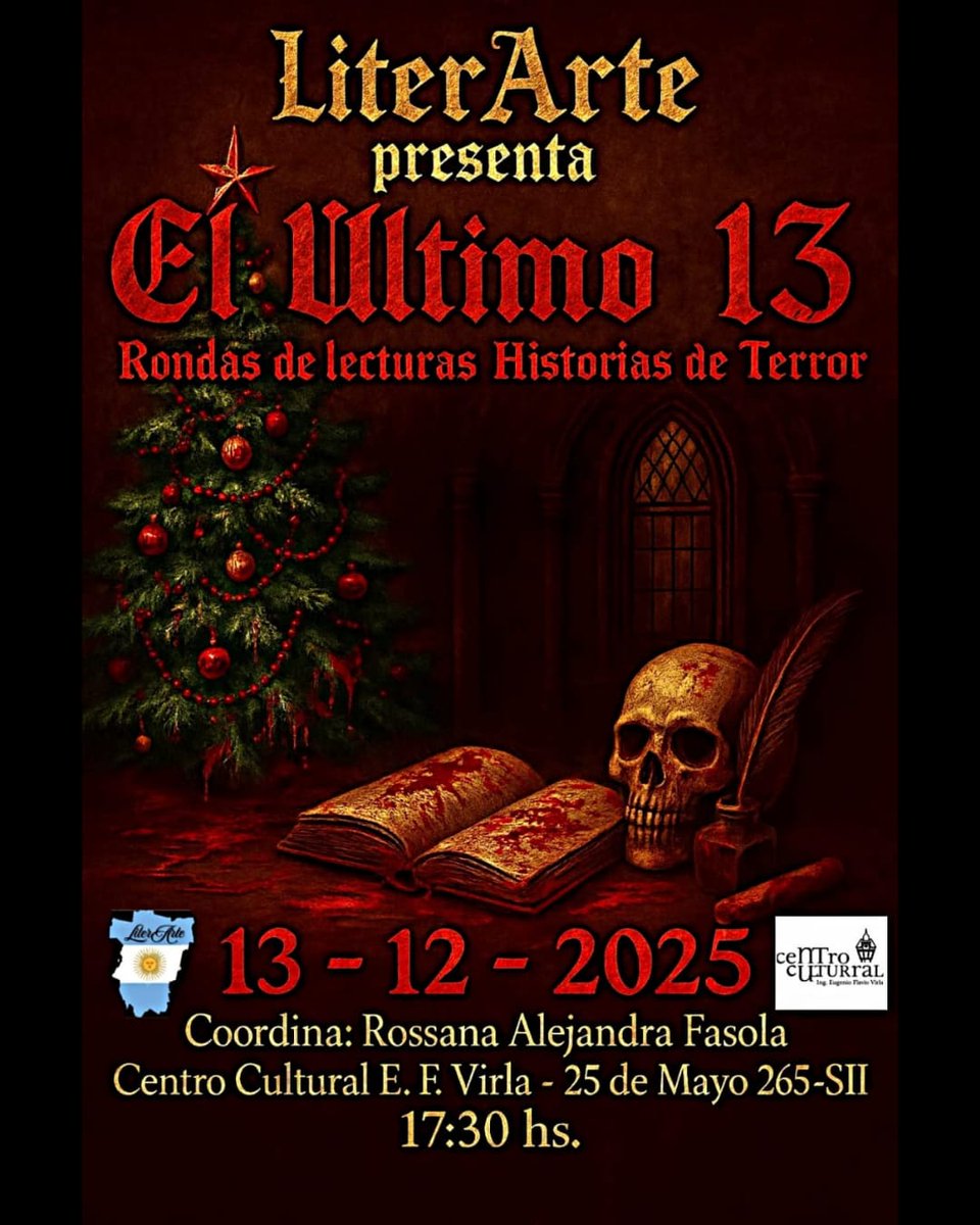 Literarte con "El último 13, rondas de historias de terror", hoy sábado 13 de diciembre en el Virla <a href="/MediosUNT/">UNT Tucumán</a> <a href="/Prensavirla/">C. Cultural Virla</a> #ExtensiónEsCultura