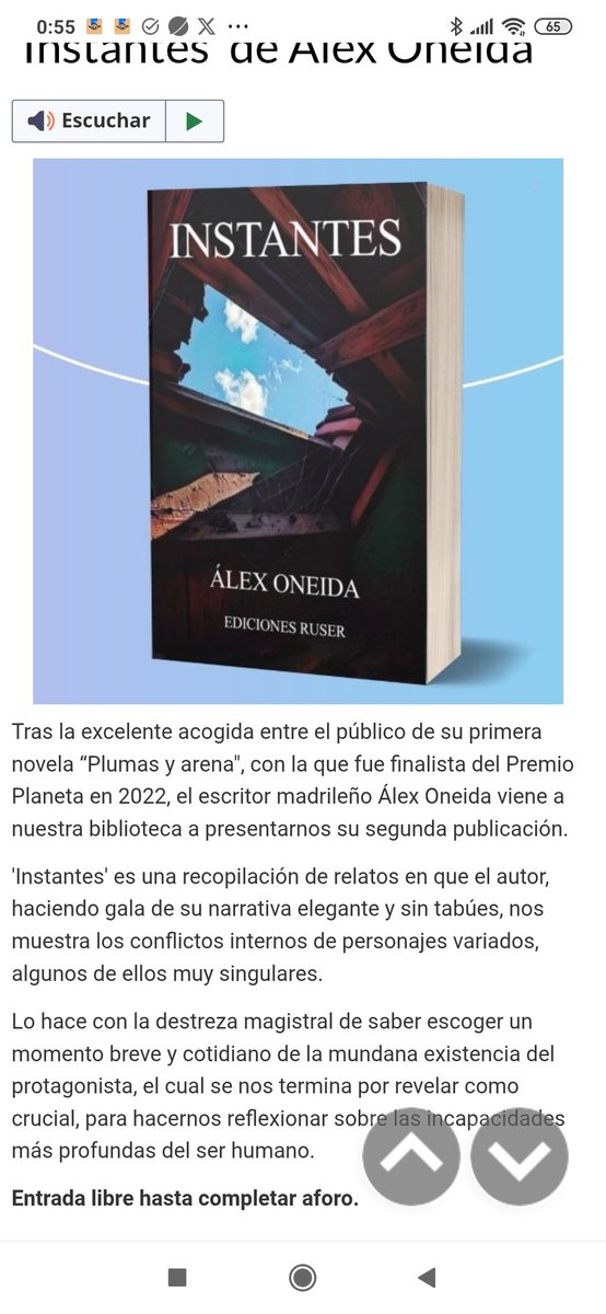 Me hace mucha ilusión presentar mi nueva obra "Instantes" y mostrar un poquito más de mi narrativa, en este caso en forma de relatos.
En la presentación, me acompañarán mi editor Francisco Rullán de Ediciones Ruser y mi querida profe la escritora Elena Belmonte. ¡Os espero!