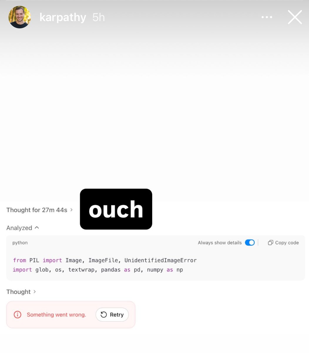 Regarder ChatGPT réfléchir pendant 27 minutes juste pour dire « Une erreur s'est produite » procure la même sensation qu